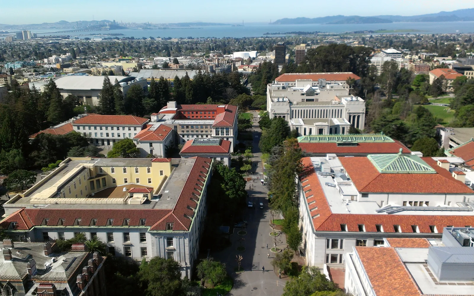 UC Berkeley campus buildings including Wheeler Hall and the main library